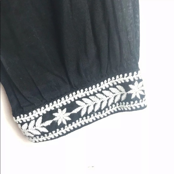 J. Crew Black Embroidered Tunic Cotton Flowy - Picture 6 of 7